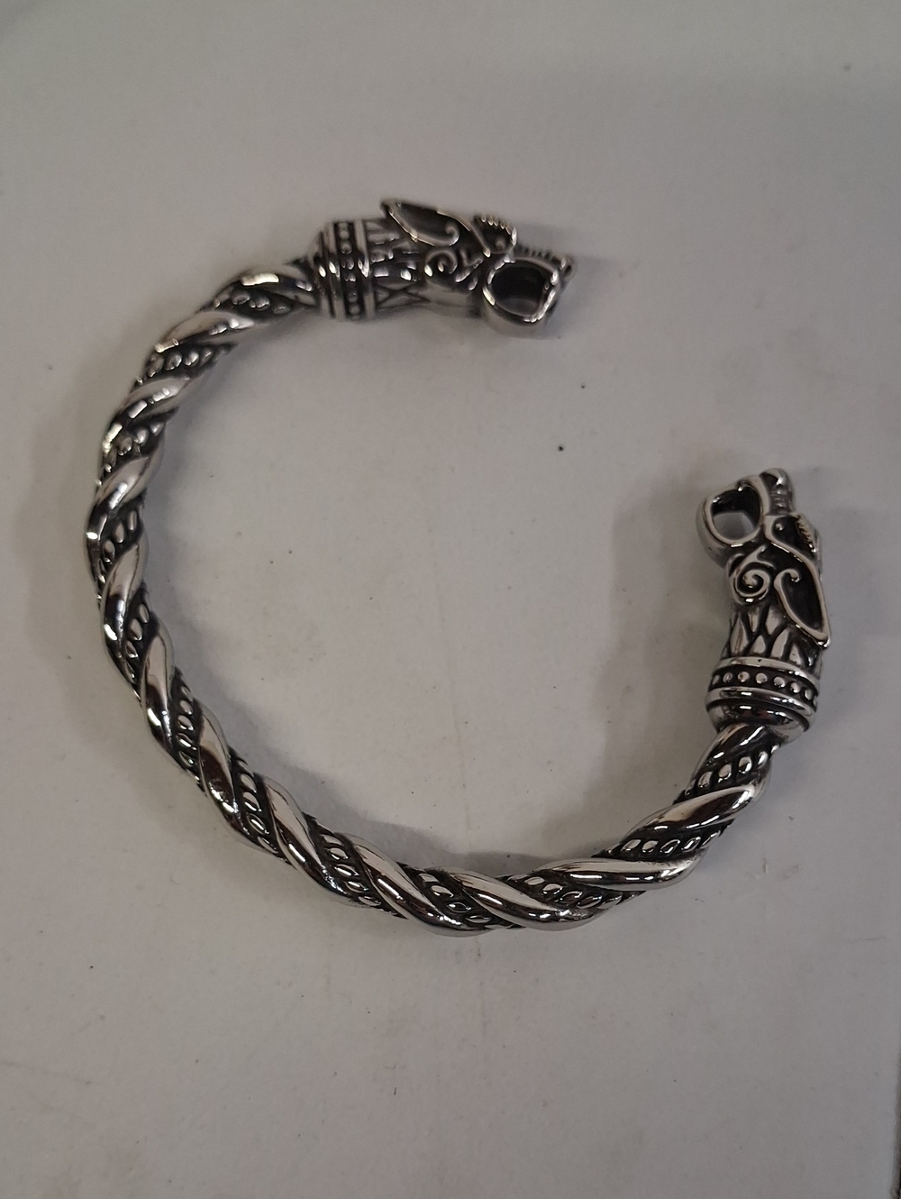 NWT Viking Wolf Fenrir Bangle Stainless Steel Norse Bracelet
